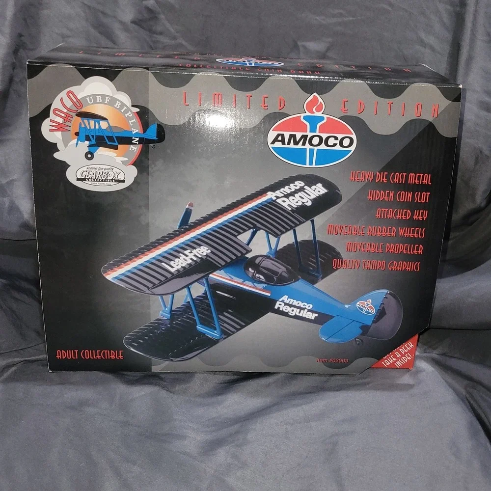 GEARBOX WACO UBF Airplane AMOCO Limited Edition Die-Cast Coin Bank NEW